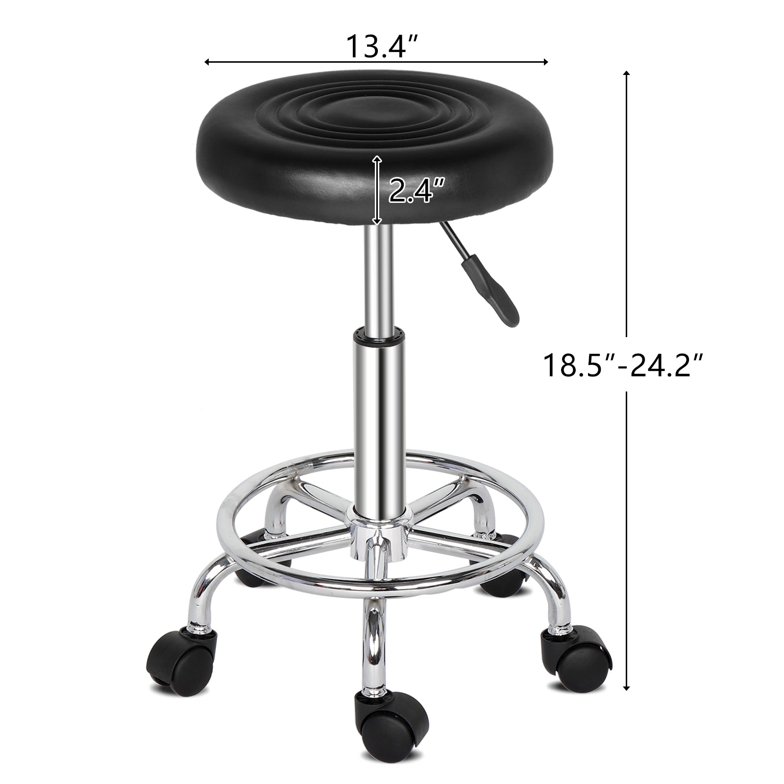 OmySalon Hydraulic Gas Lift Adjustable Salon Massage Stool Swivel Chair White/Black
