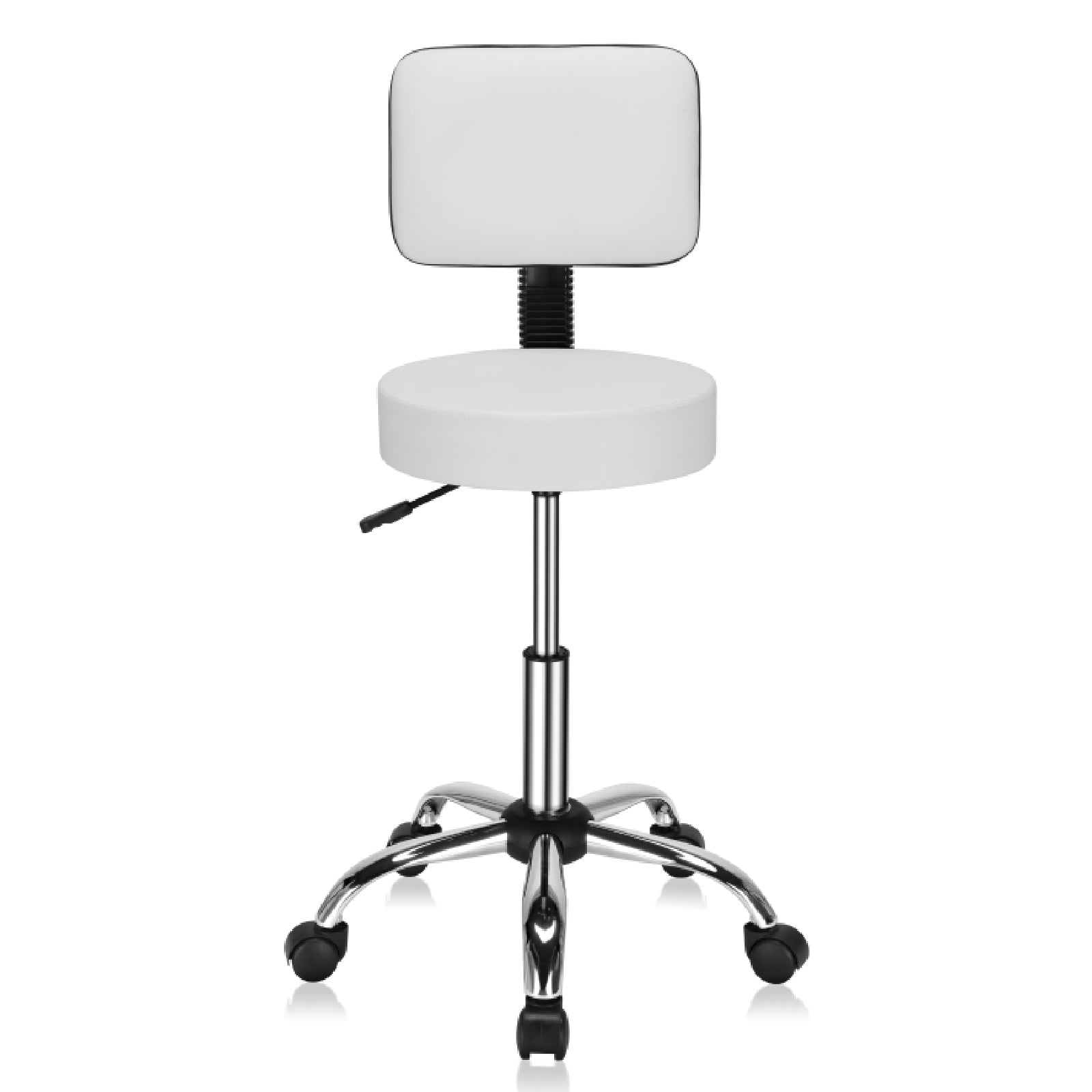 OmySalon Hydraulic Gas Lift Rolling Adjustable Salon Chair Stool with Backrest Black/White