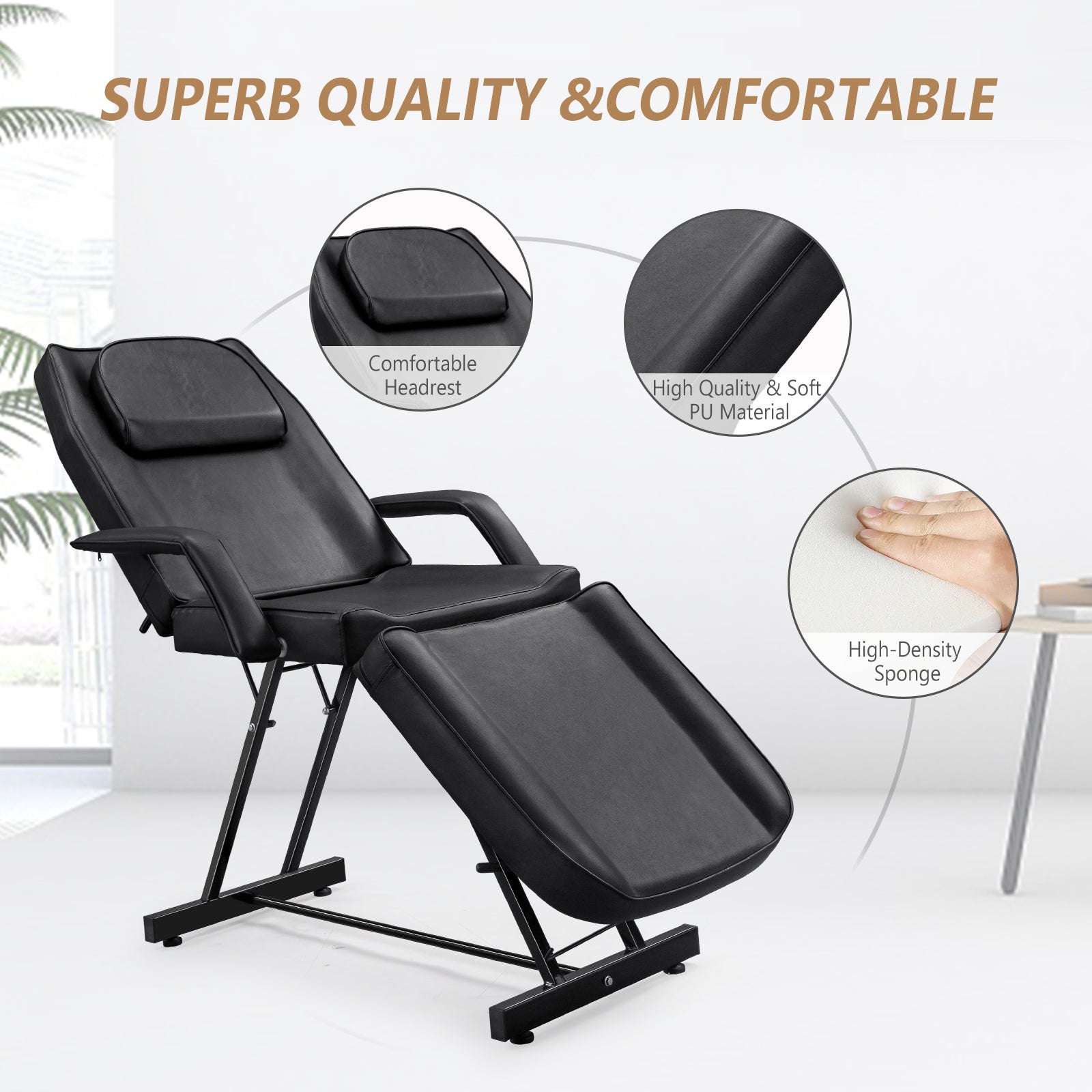 OmySalon Salon Tattoo Chair Esthetician Bed Multi-Purpose Facial Bed Chair with Hydraulic Stool