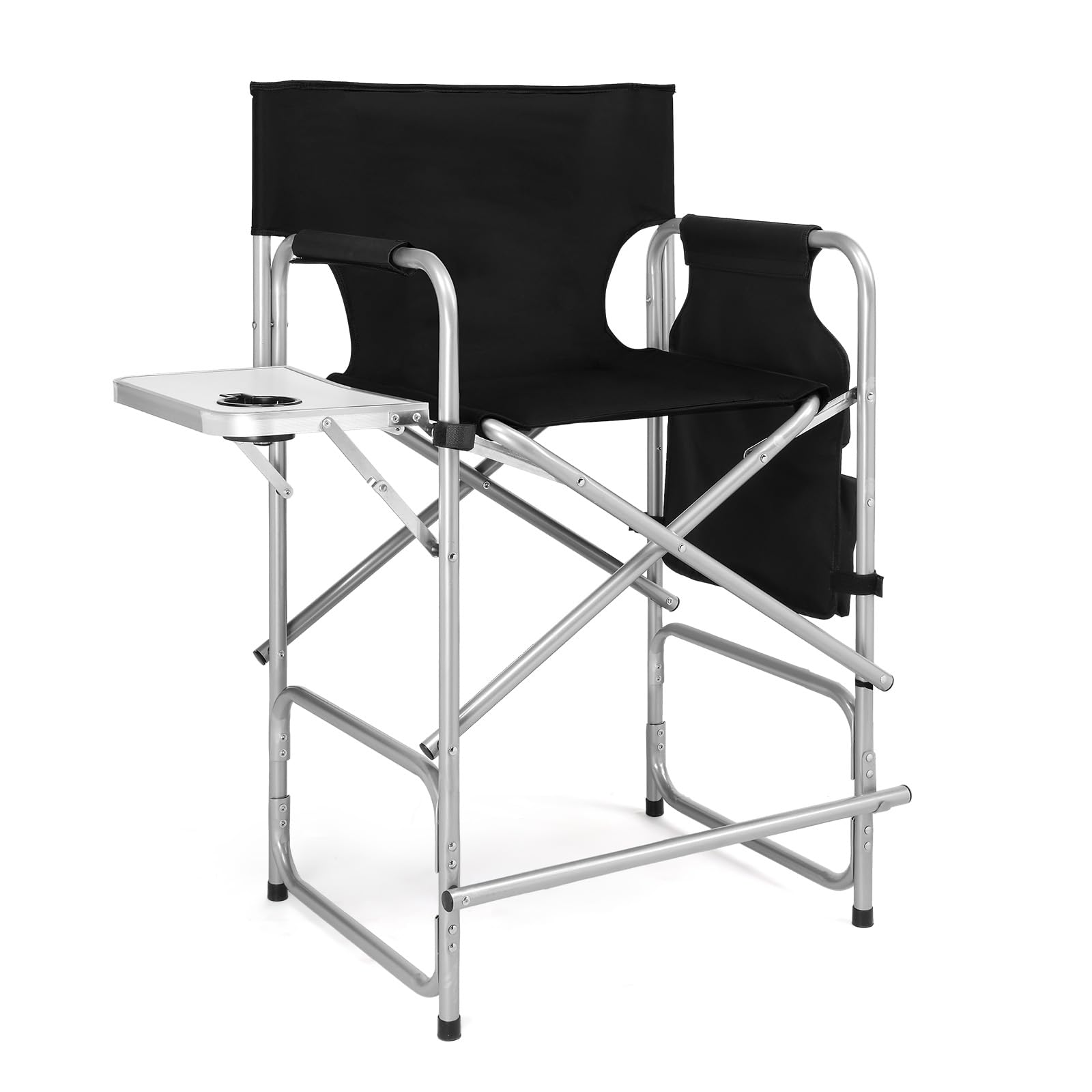 OmySalon 26" Tall Portable Folding Directors Chair with Side Table