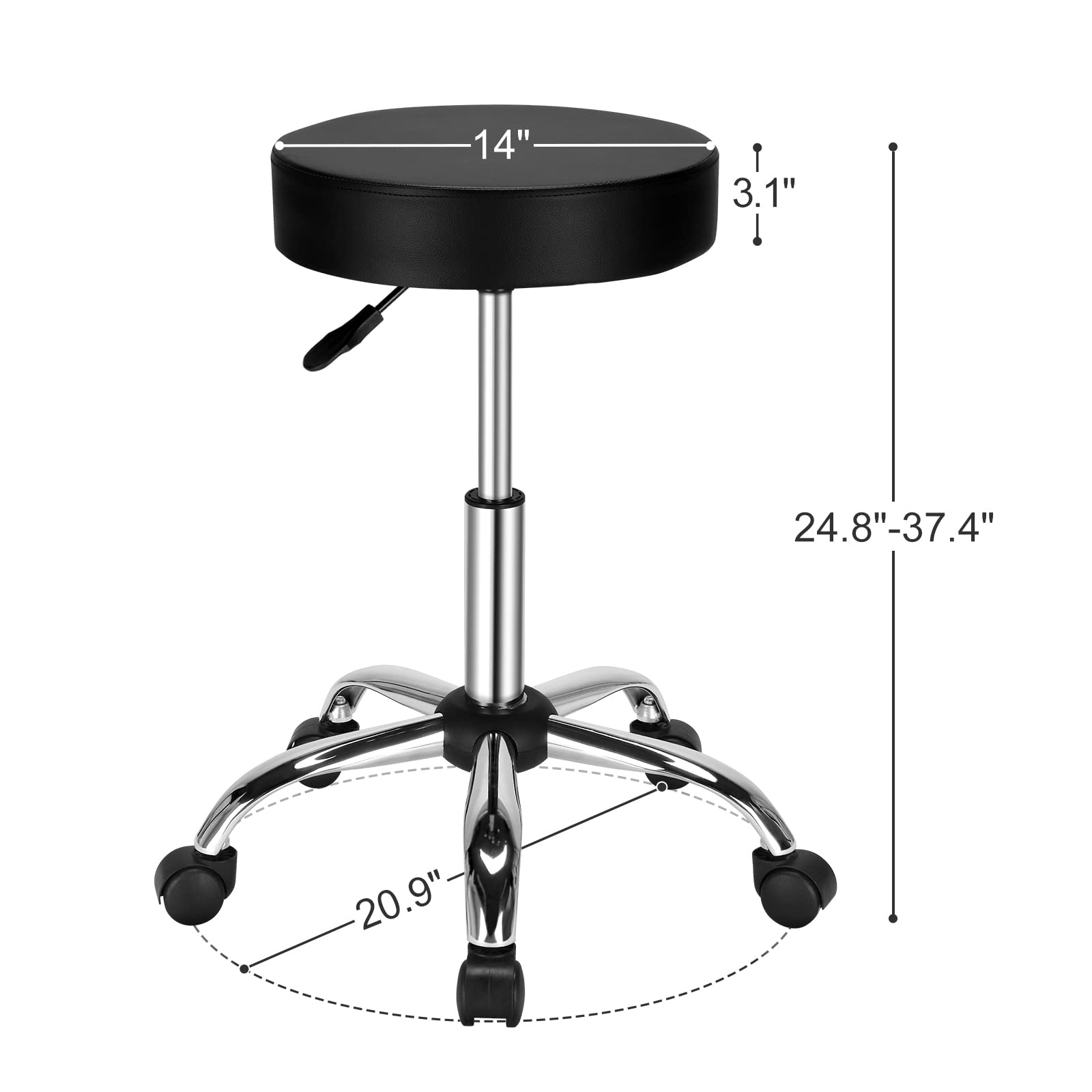 OmySalon Hydraulic Gas Lift Adjustable Salon Massage Stool Swivel Chair with Five 360-Degree Rotating Wheels