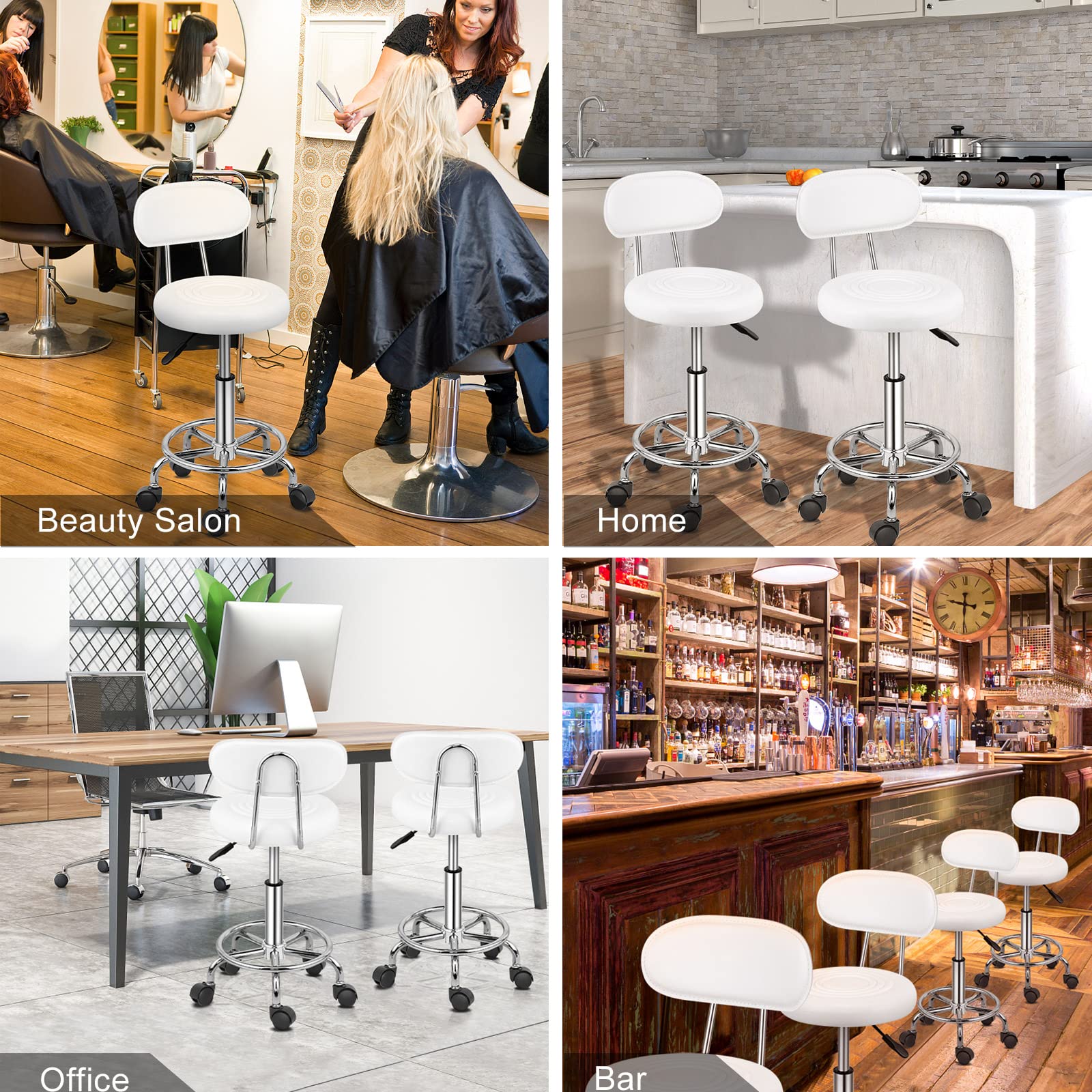 Omysalon Adjustable Salon Stool Black/White