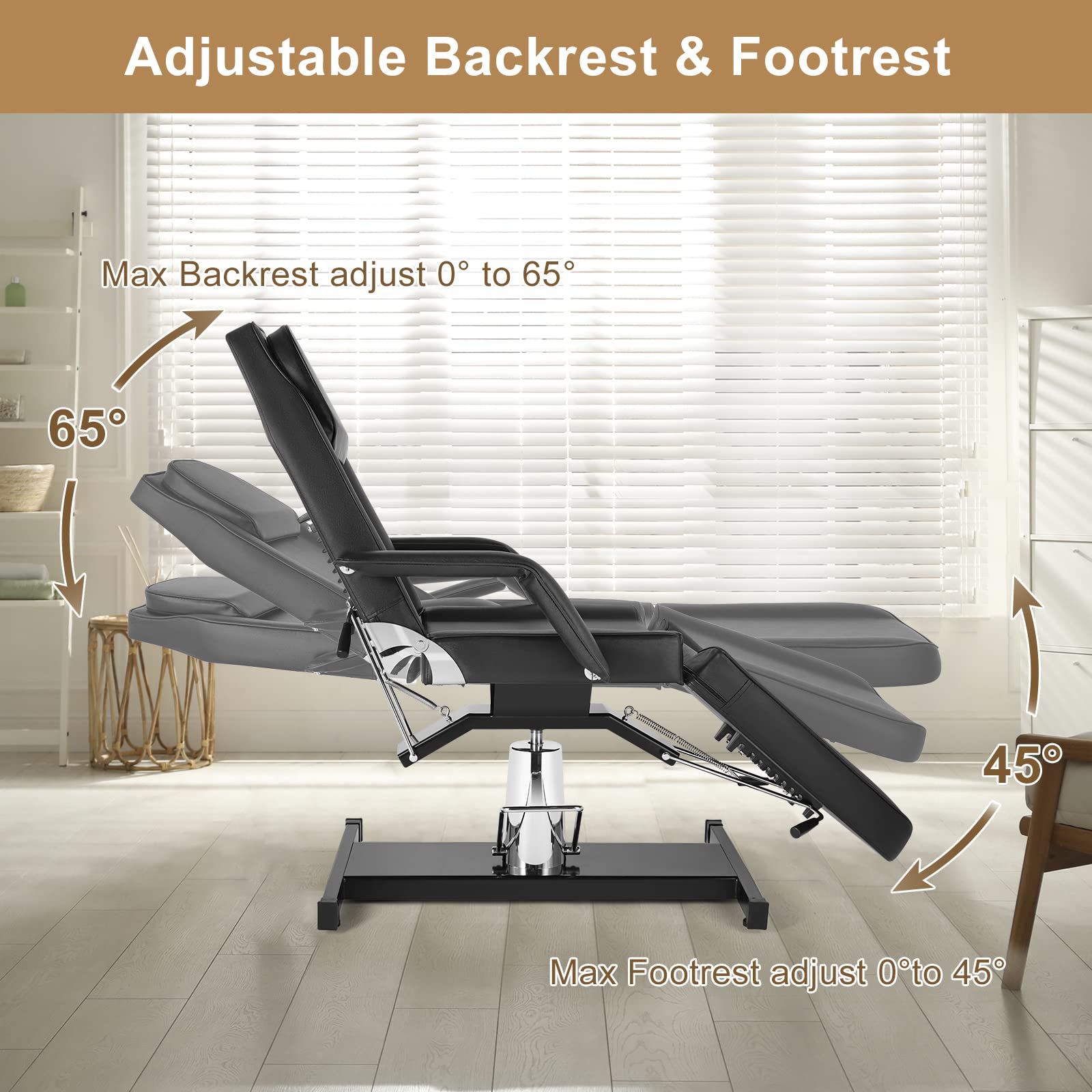 OmySalon SBWP 73in 360 Degree Rotating Hydraulic Height Adjustable Facial Massage Bed