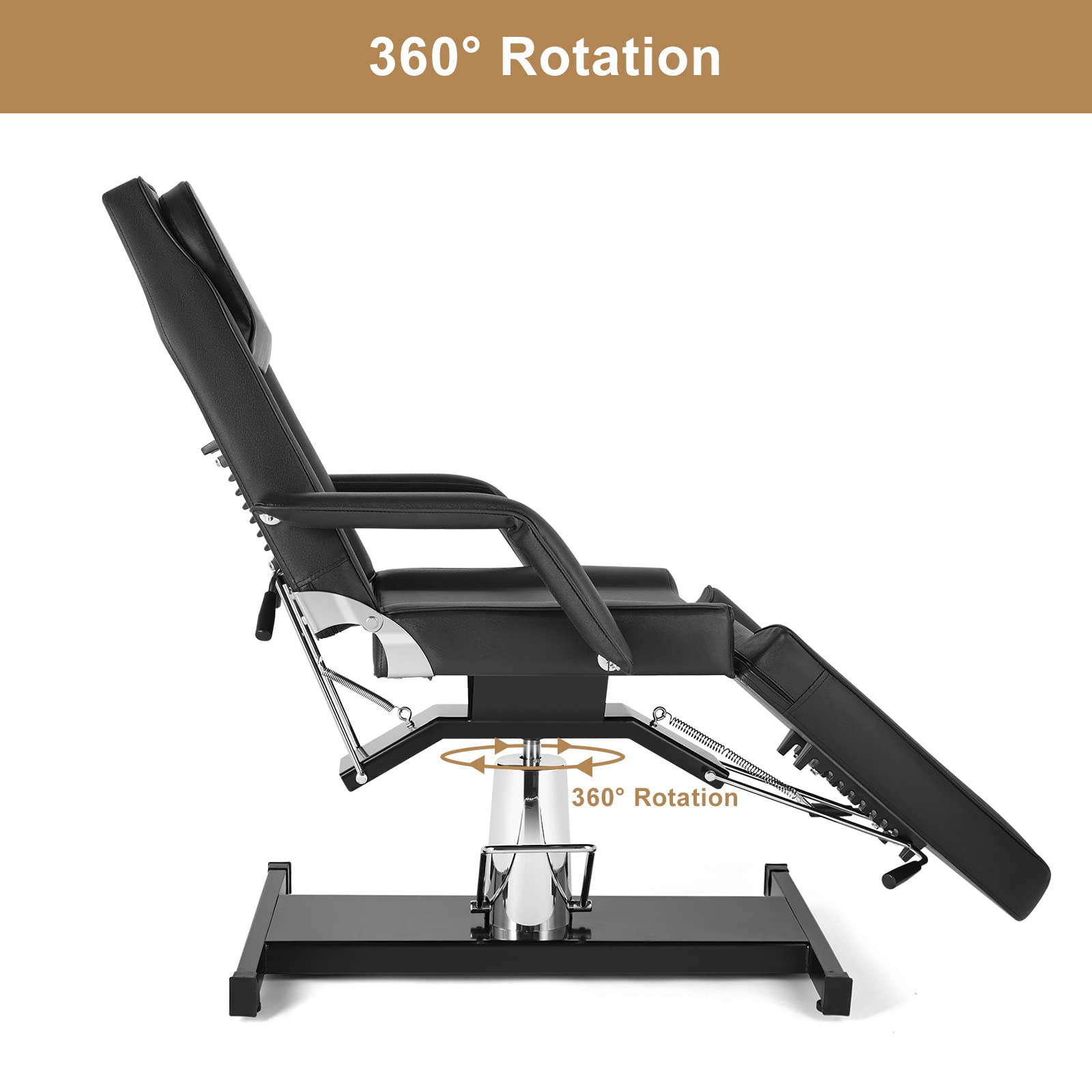 OmySalon SBWP 73in 360 Degree Rotating Hydraulic Height Adjustable Facial Massage Bed