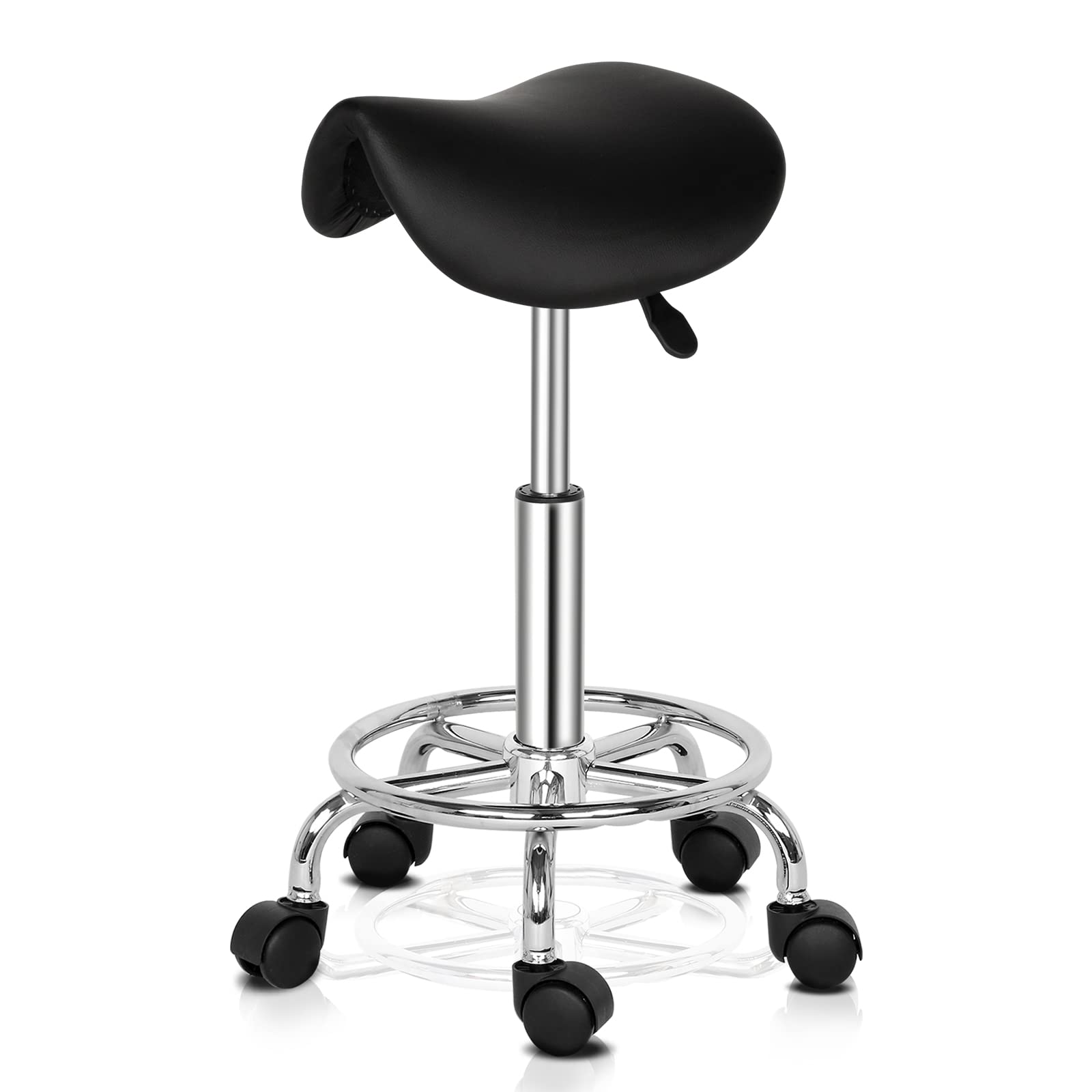 Omysalon Adjustable Saddle Stool Black/White