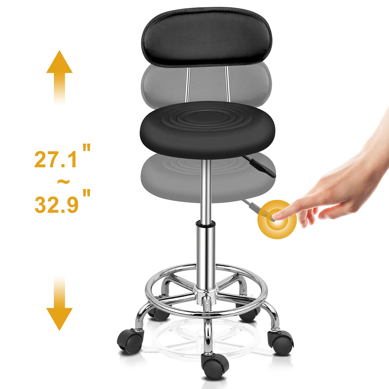 Omysalon Adjustable Salon Stool Black/White