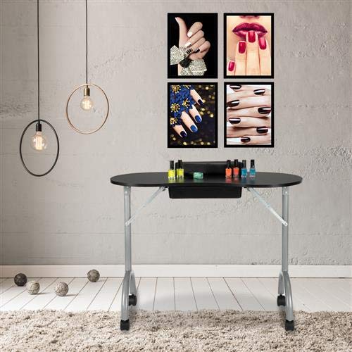 Omysalon Foldable Manicure Nail Table Black/White