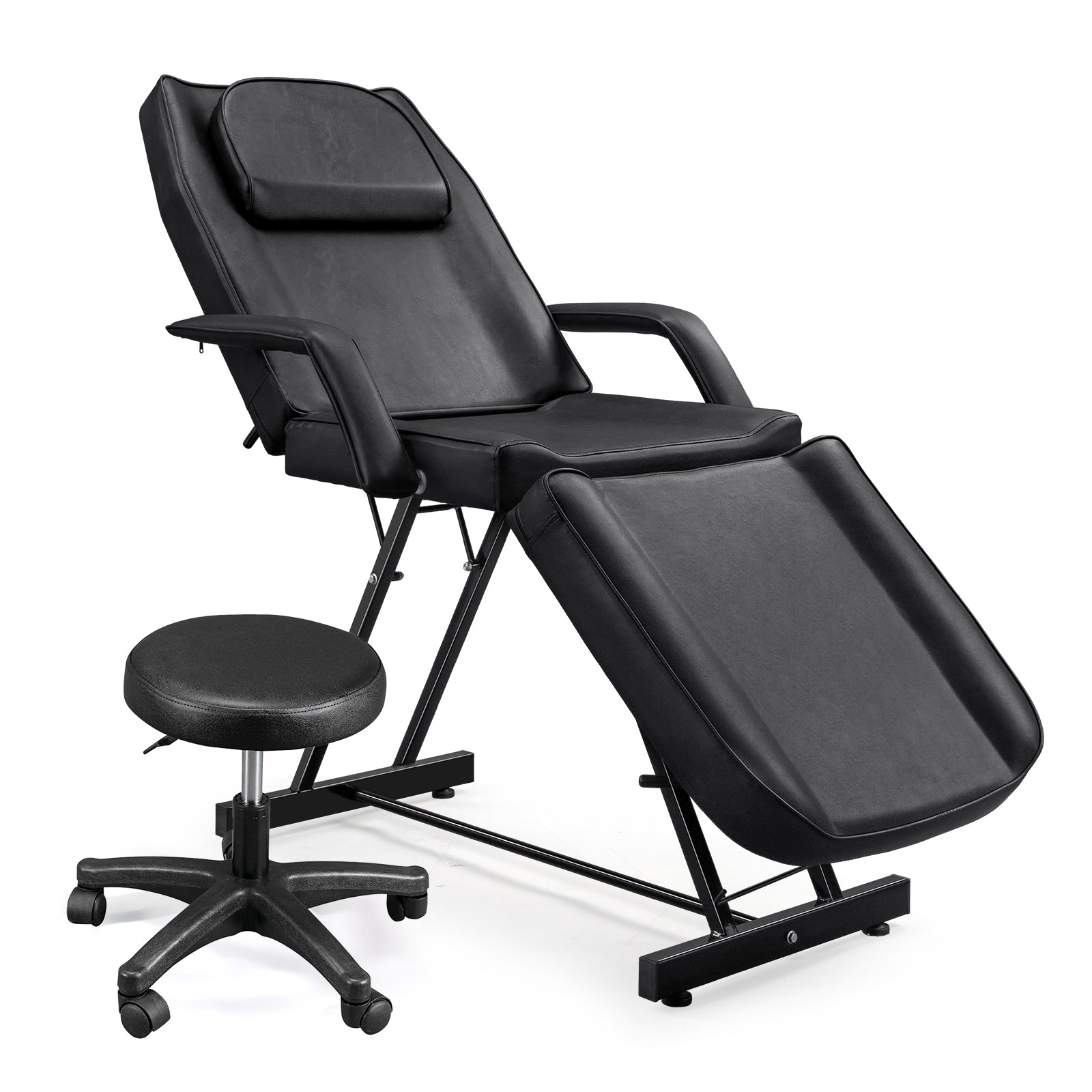 OmySalon Salon Tattoo Chair Esthetician Bed Multi-Purpose Facial Bed Chair with Hydraulic Stool