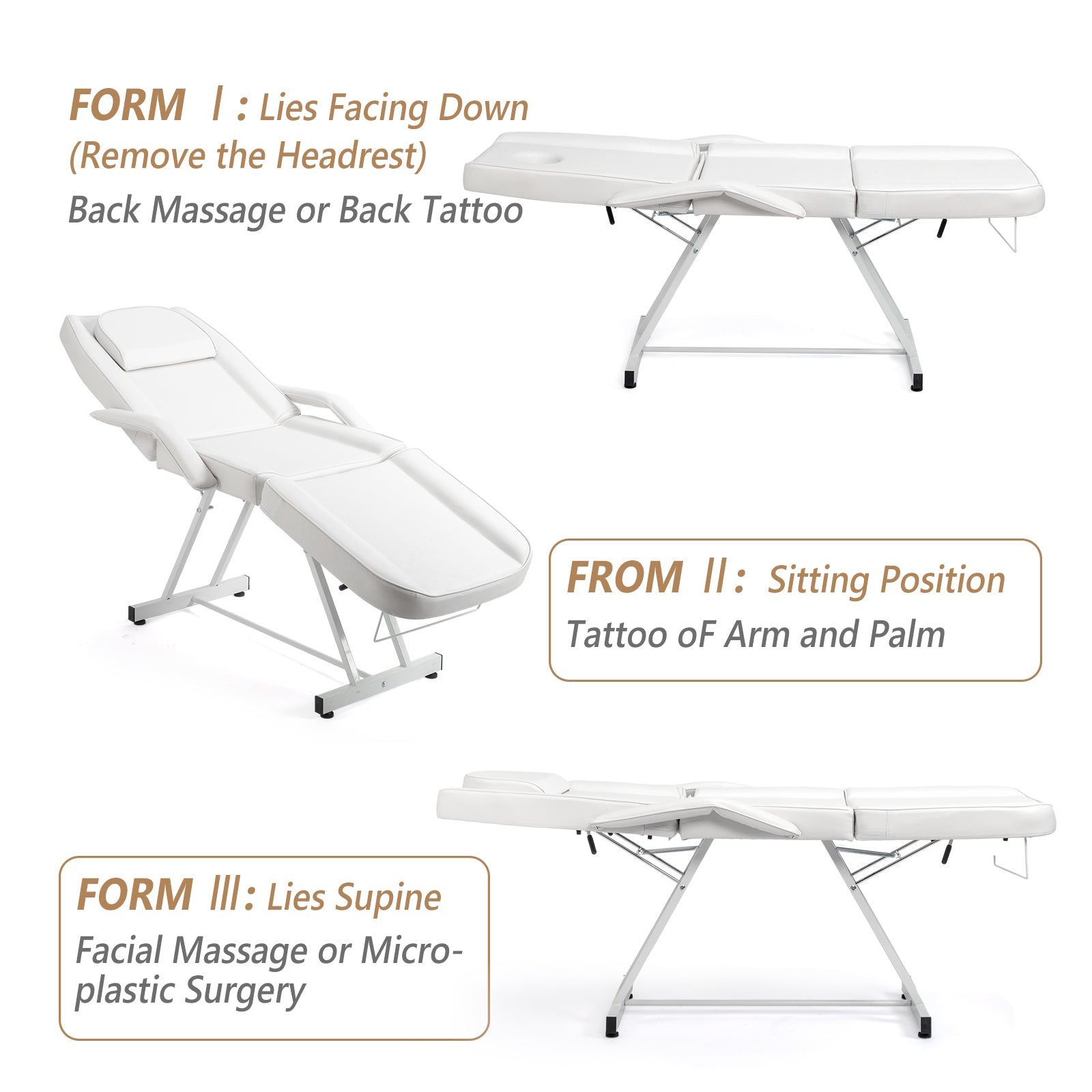 OmySalon Salon Tattoo Chair Esthetician Bed Multi-Purpose Facial Bed Chair with Hydraulic Stool