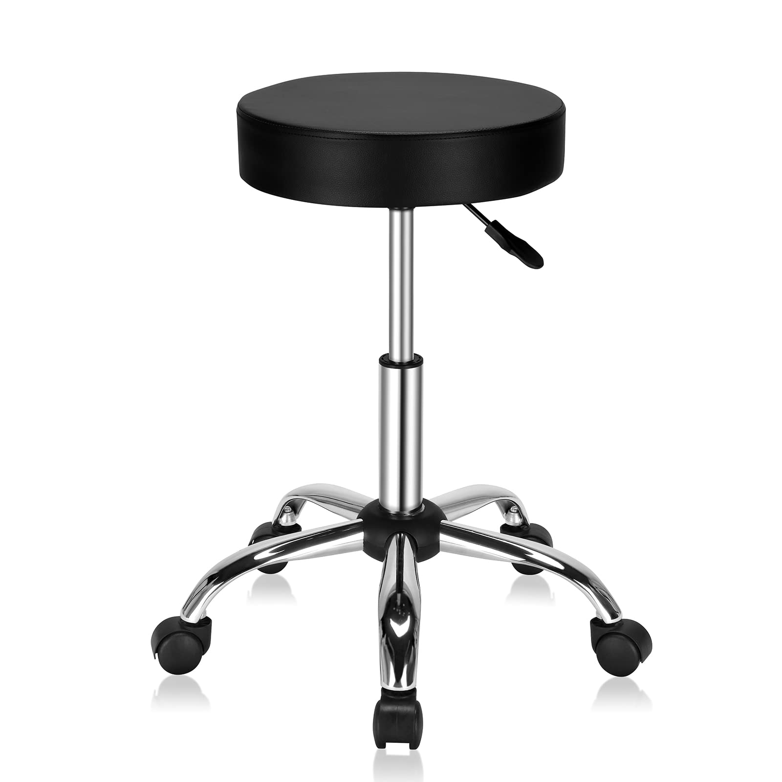 OmySalon Hydraulic Gas Lift Adjustable Salon Massage Stool Swivel Chair with Five 360-Degree Rotating Wheels