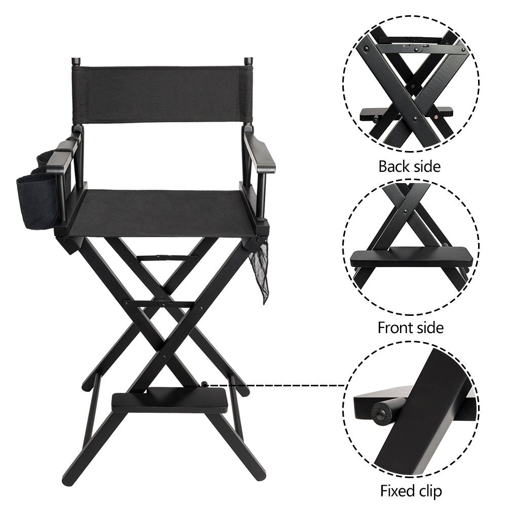 Omysalon Solid Hard  Wood Director Makeup Artist Chair Black