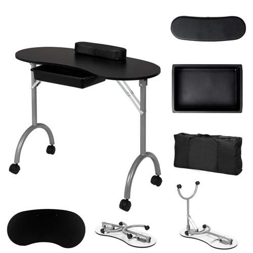 Omysalon Foldable Manicure Nail Table Black/White