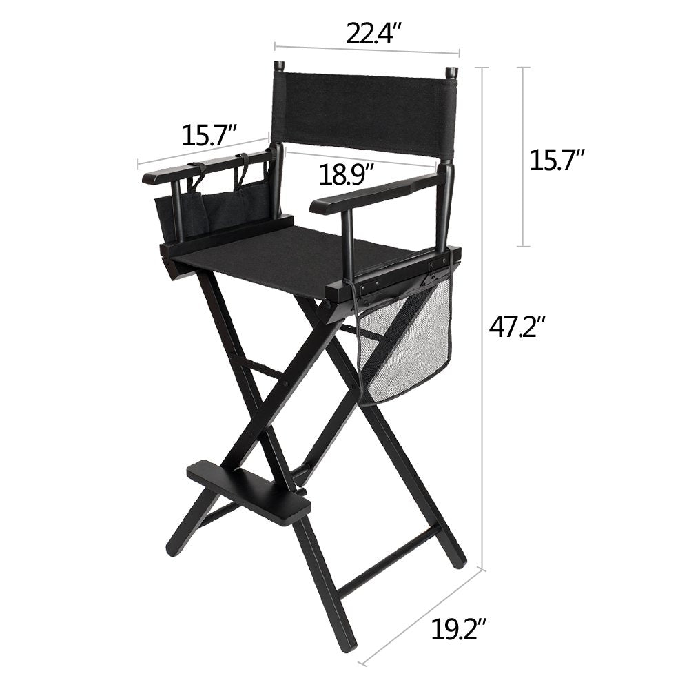 Omysalon Solid Hard  Wood Director Makeup Artist Chair Black