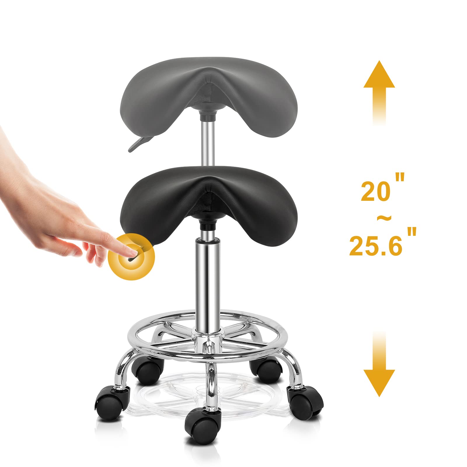 Omysalon Adjustable Saddle Stool Black/White