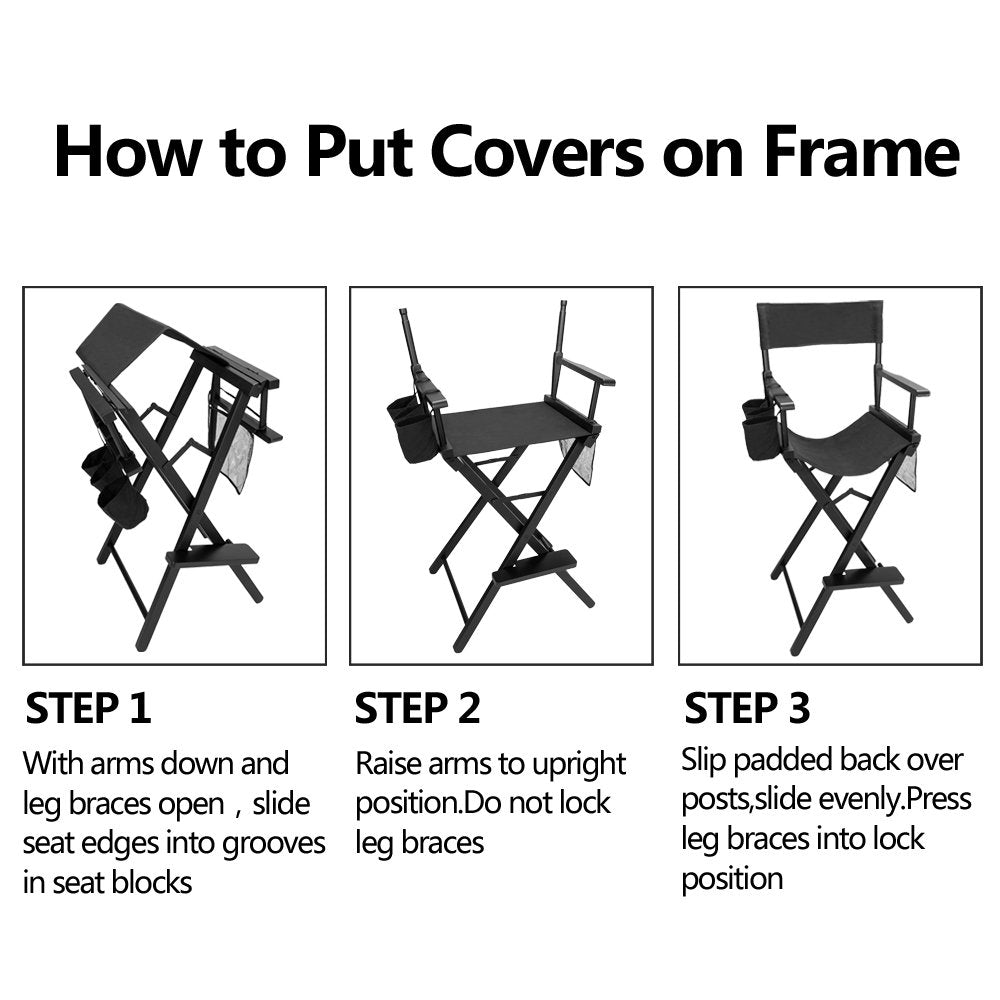 Omysalon Solid Hard  Wood Director Makeup Artist Chair Black