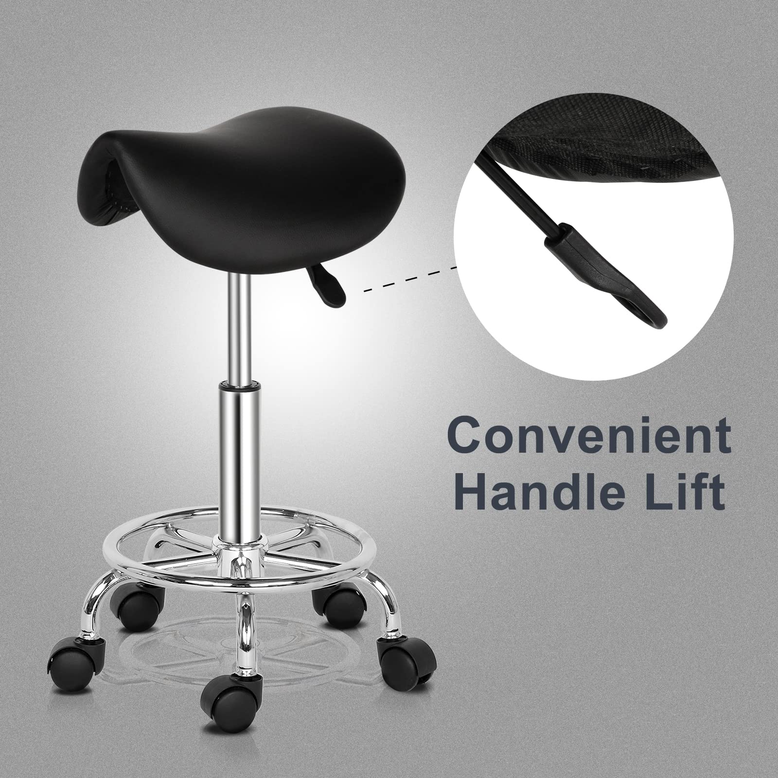 Omysalon Adjustable Saddle Stool Black/White