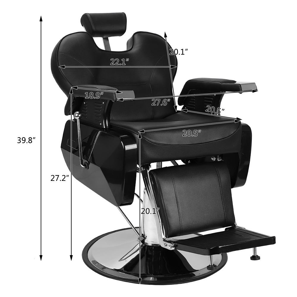OmySalon 360 Degree Swivel Reclining Barber Chair Black